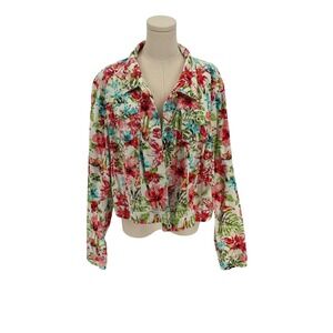Cato Woman Floral Print Denim Jacket Size 22W